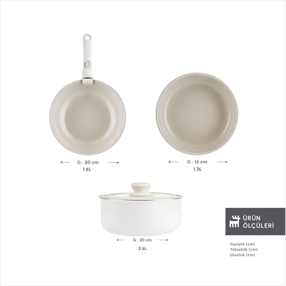 Karaca Swıss Crystal Almond Cream Easy Clıp 5 Parça Tencere Seti Ind