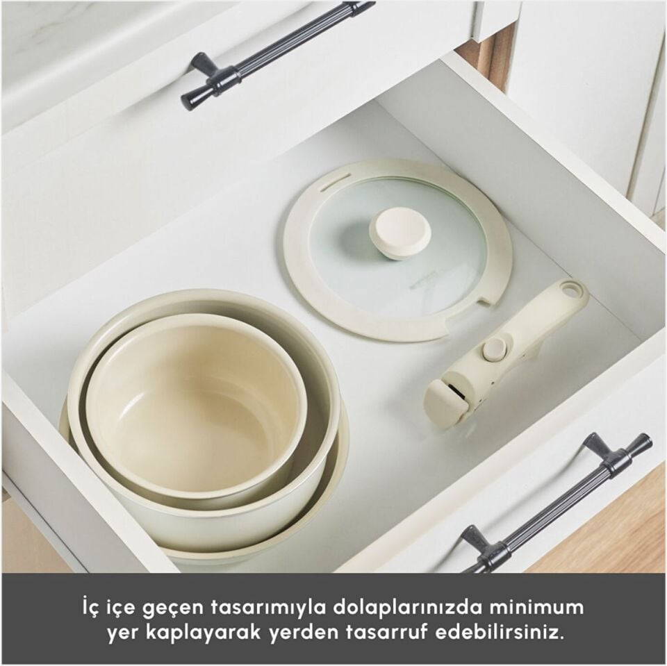 Karaca Swıss Crystal Almond Cream Easy Clıp 5 Parça Tencere Seti Ind