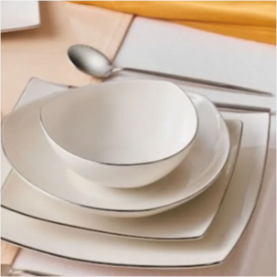 Karaca Lucıa Cream 60 Parça Yemek Takımı Platin