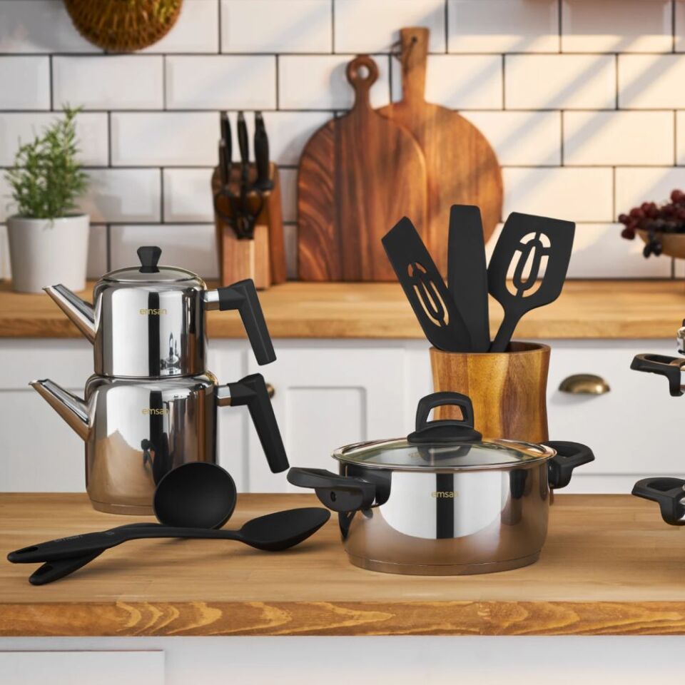 Emsan Wedding 16 Parça Çelik Tencere Çaydanlık Servis Seti