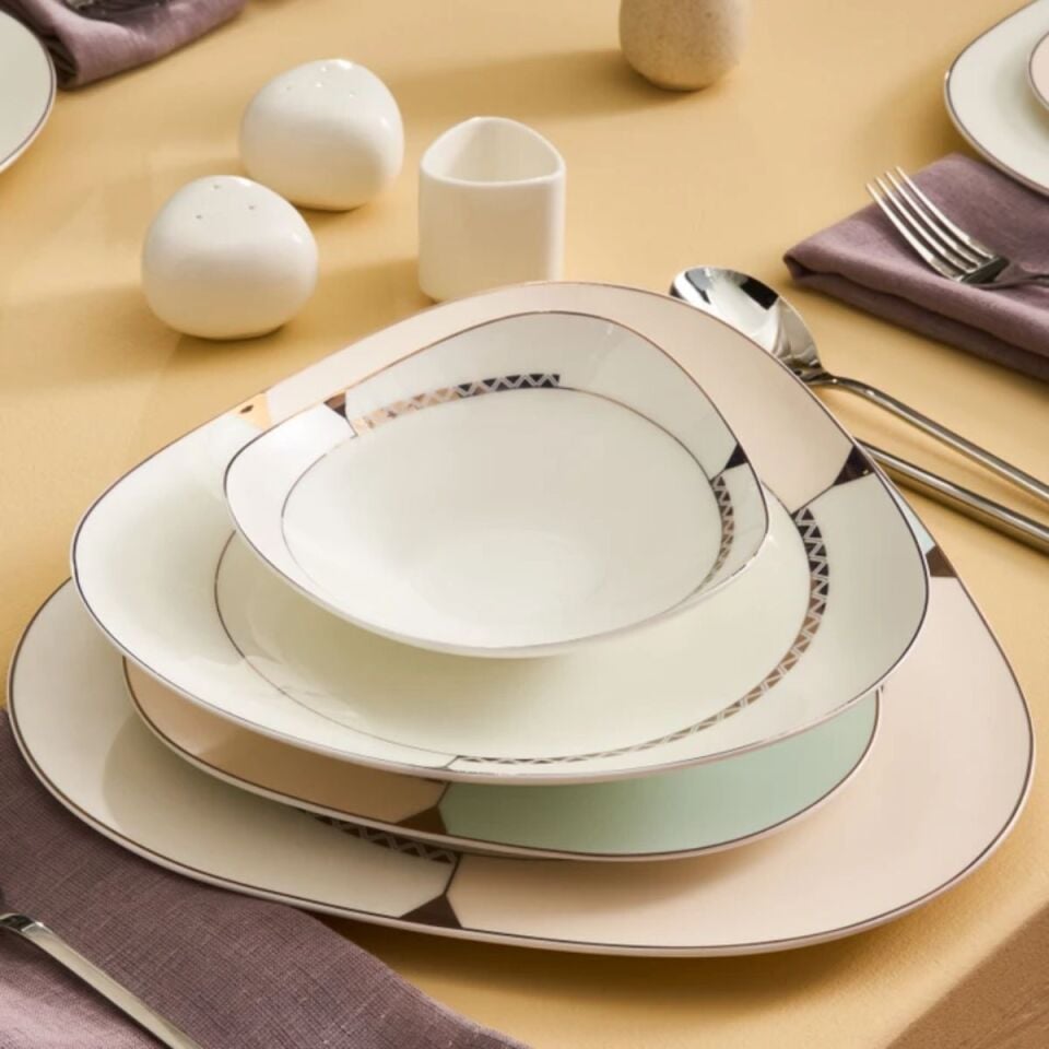 Karaca Fine Pearl Extra Abraca 62 Parça 12 Kişilik Yemek Takımı