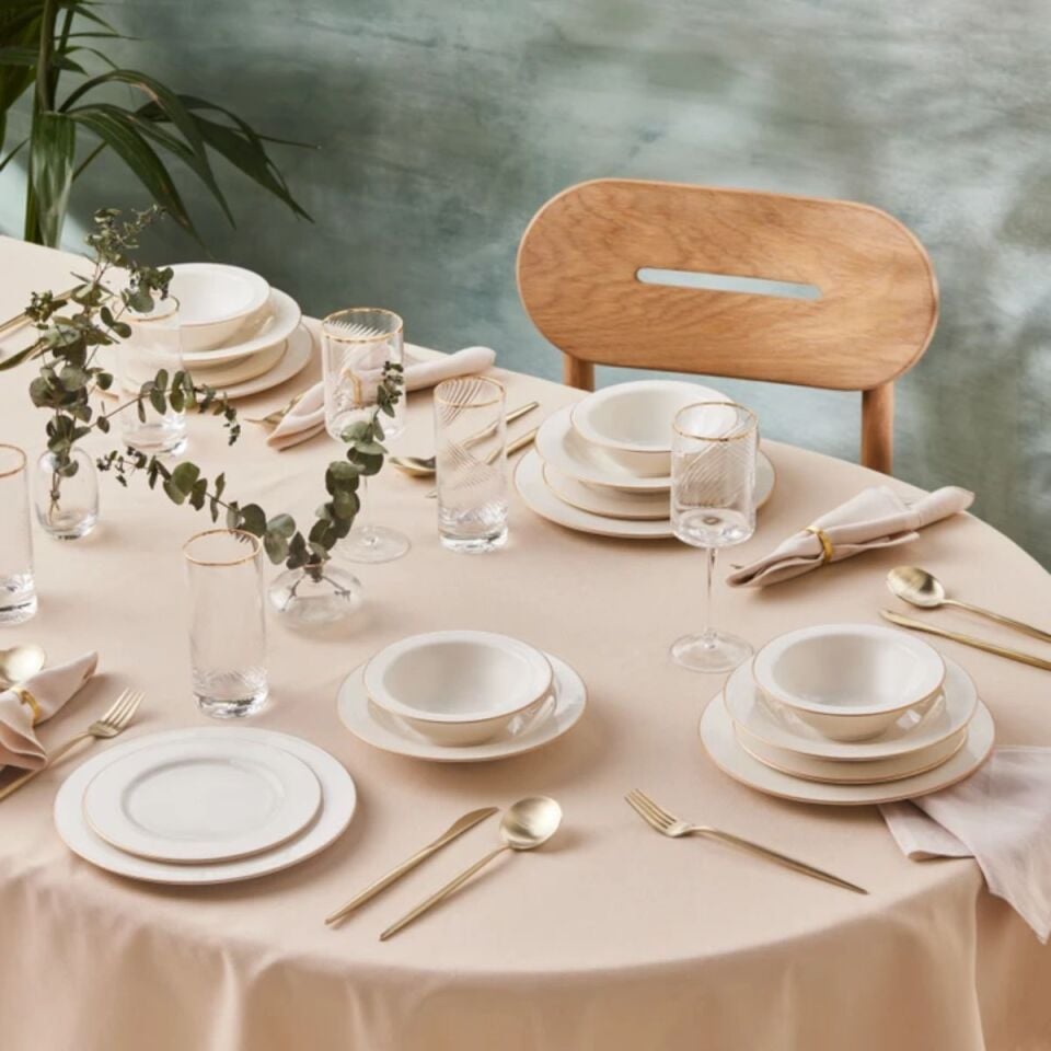 Karaca Forever Bone Eva 24 Parça 6 Kişilik Yemek Takımı Gold