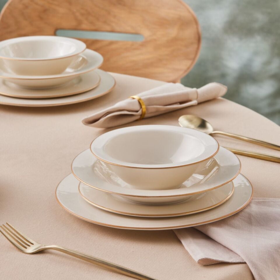 Karaca Forever Bone Eva 24 Parça 6 Kişilik Yemek Takımı Gold