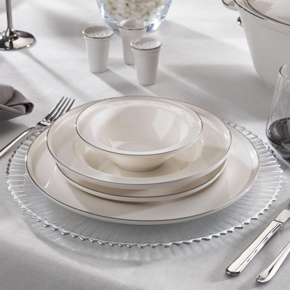 Schafer Queen Bonny Bone Yemek Takımı 60 Parça-Platin