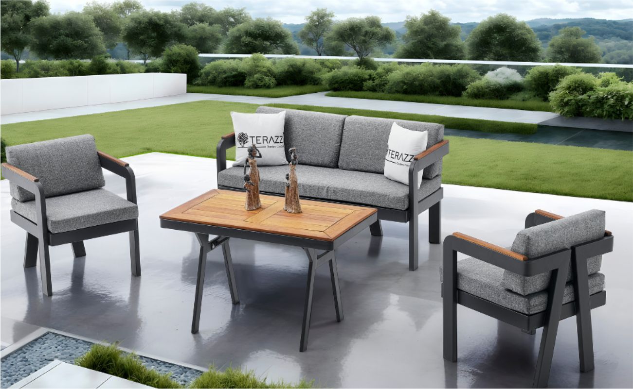 Terazzi Atlantis 2+1+1 Ireco Sehpalı Çay Seti