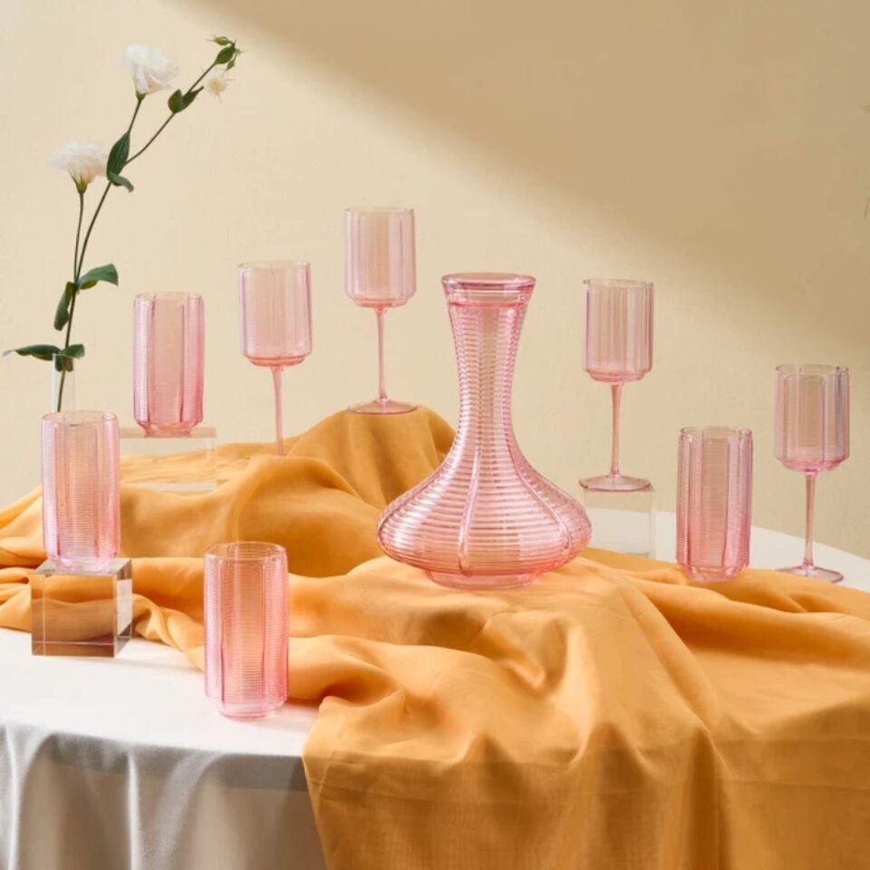 Karaca Liebe 25 Parça Bardak Seti Pembe
