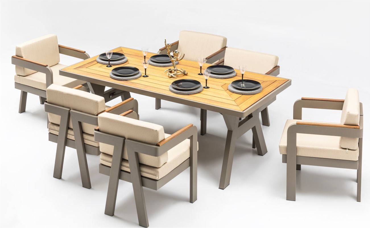 Terazzi Atlantis Ireco Tablalı (100X200X75) Masa Takımı Capy