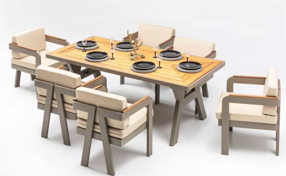 Terazzi Atlantis Ireco Tablalı (100X200X75) Masa Takımı Capy