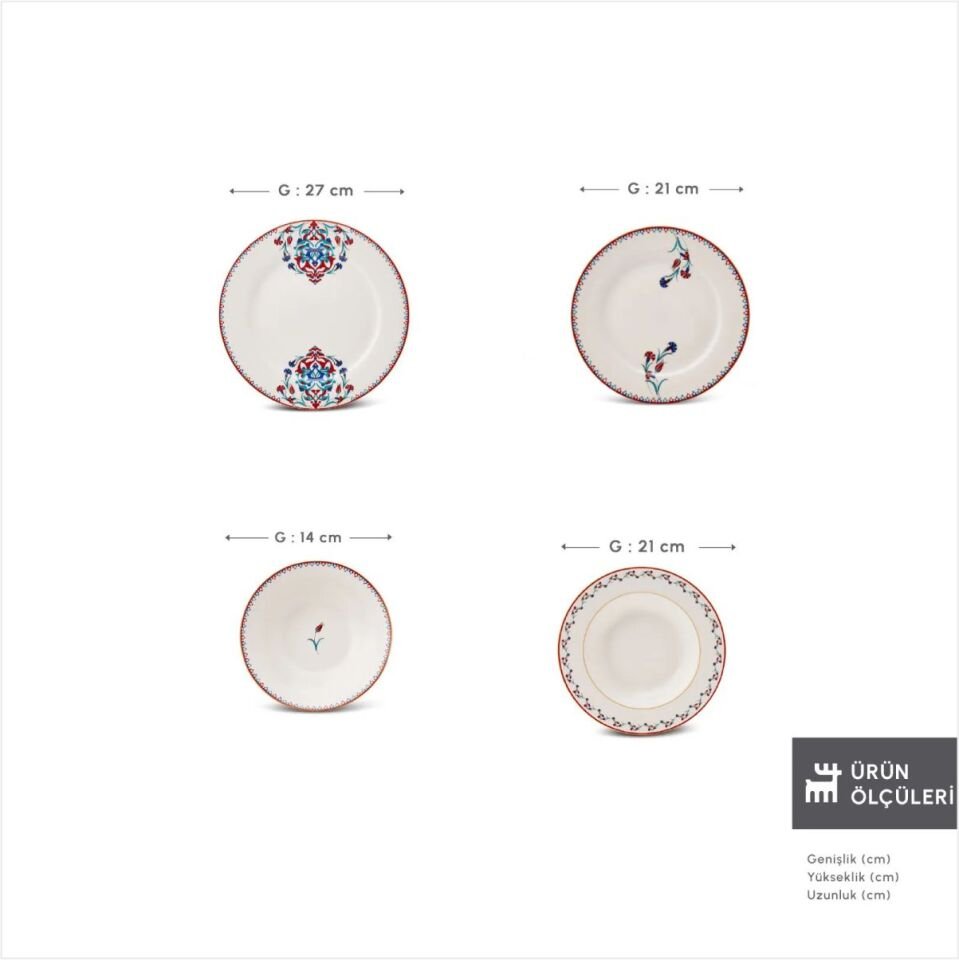 KARACA NAKKAŞ 24 PARÇA 6 KİŞİLİK YEMEK TAKIMI