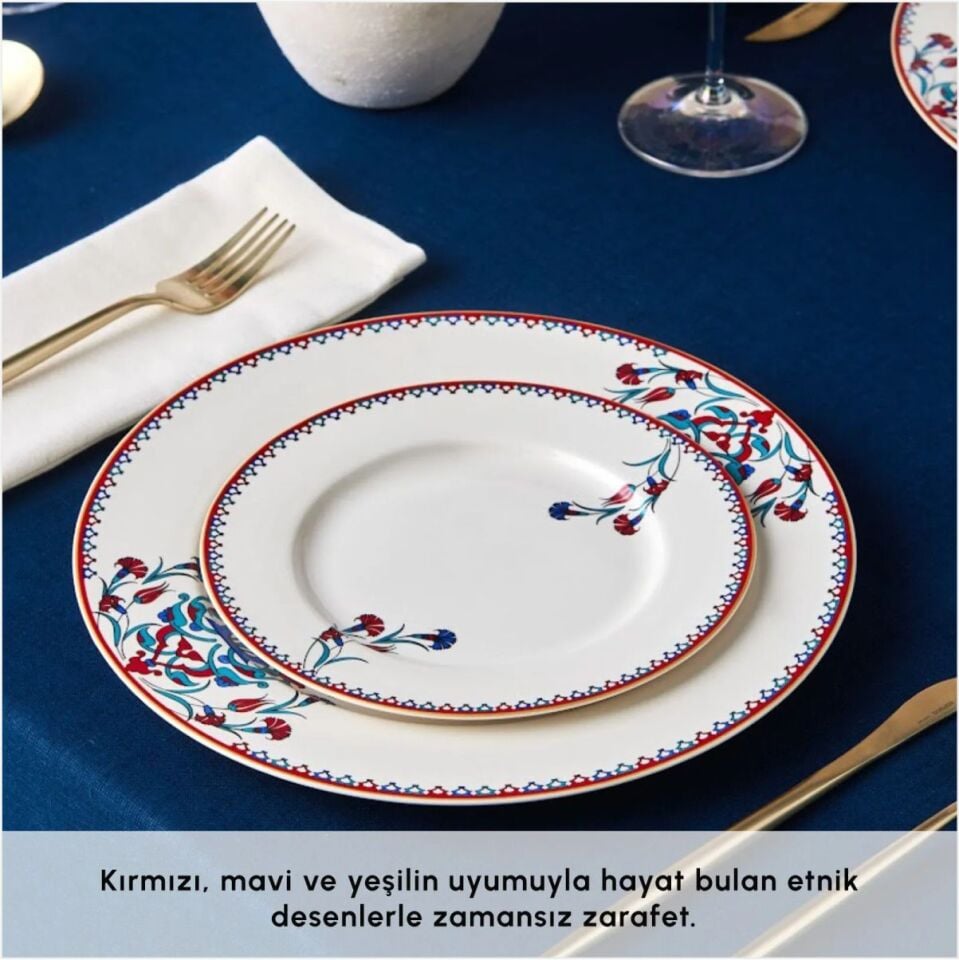 KARACA NAKKAŞ 24 PARÇA 6 KİŞİLİK YEMEK TAKIMI