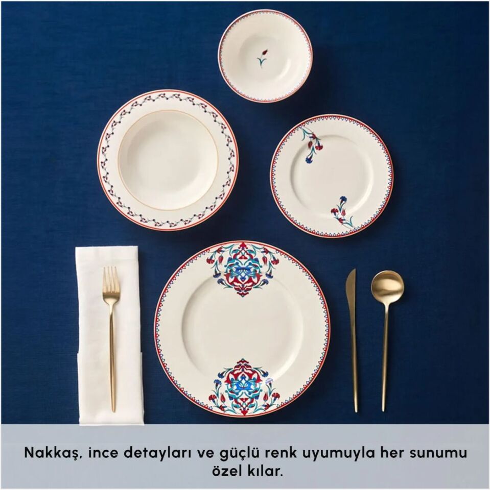 KARACA NAKKAŞ 24 PARÇA 6 KİŞİLİK YEMEK TAKIMI