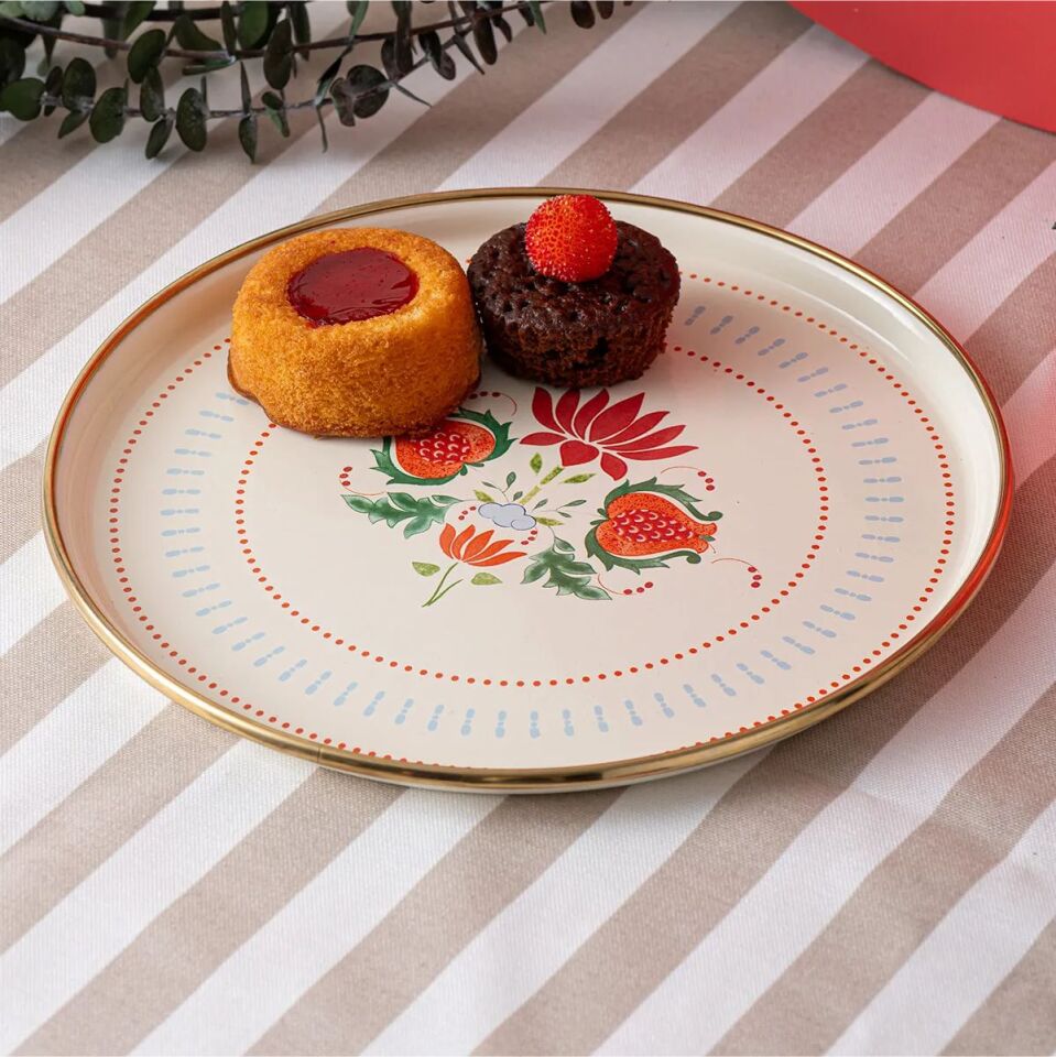 Emsan Nar-Emaye Pasta Tabağı Multıcolor