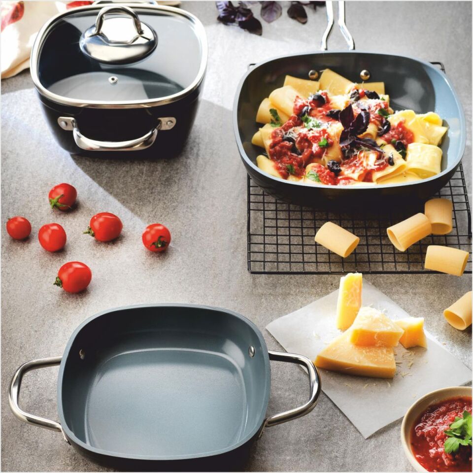 SCHAFER GASTRONOMİE MASTER SERAMİK DERİN TENCERE 24CM-SİYAH/GRİ