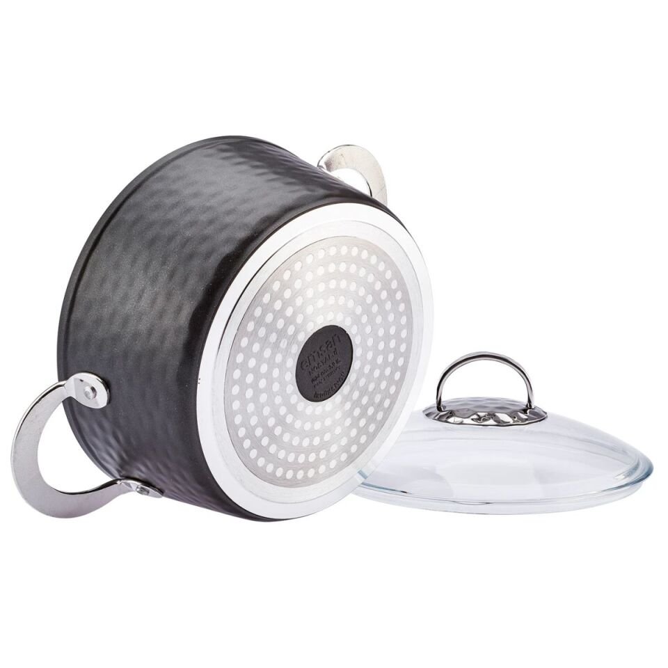 Emsan İndüksiyon Tabanlı Nostalji 7 Parça Granit Tencere Seti Siyah