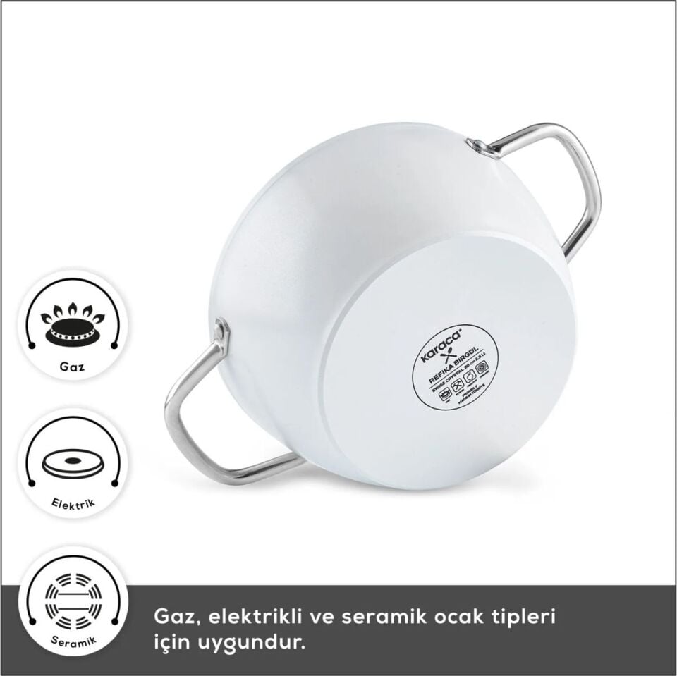 KARACA SWISS CRYSTAL CREAMY METAL 7 PARÇA TENCERE SETİ KREM