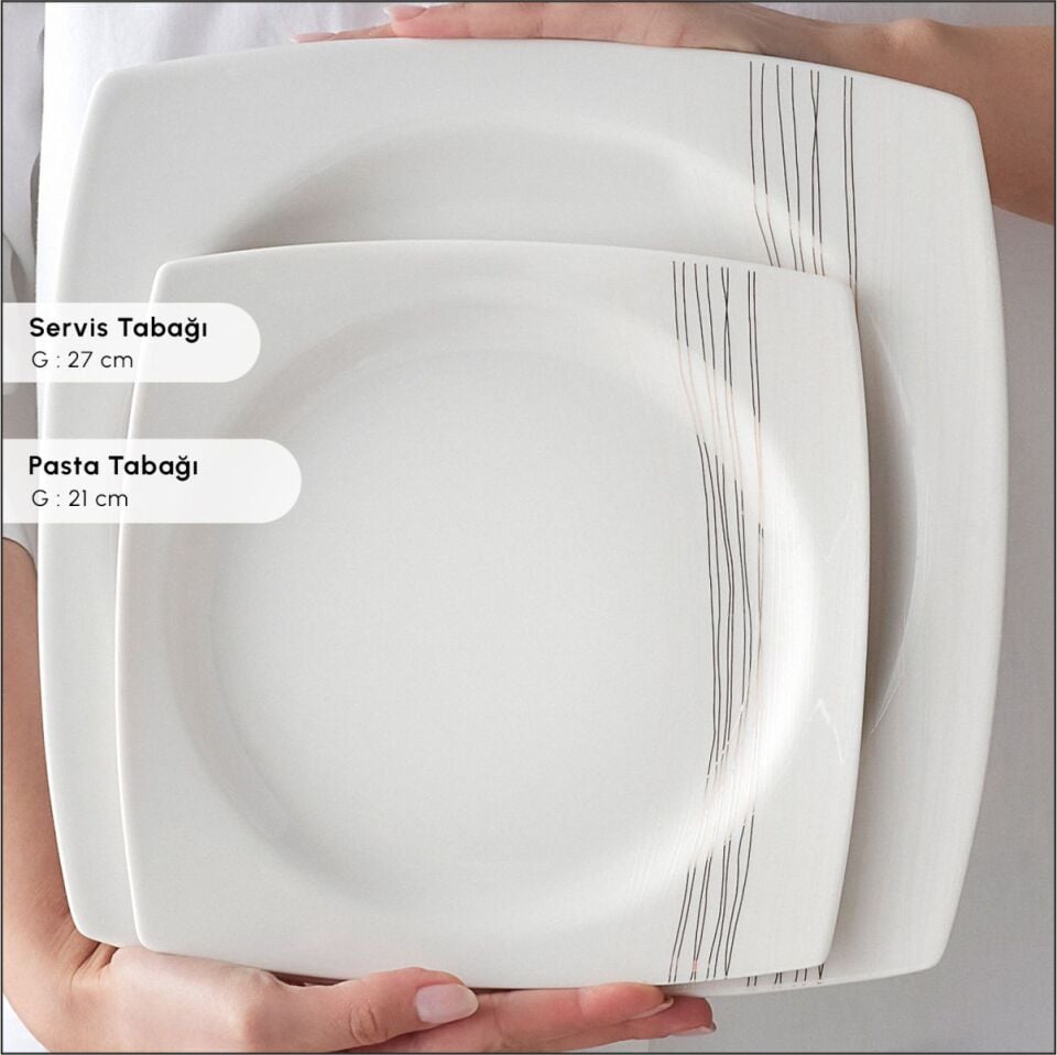 KARACA SQUARE BONE X5 60 PRÇ YEMEK TAKIMI GOLD