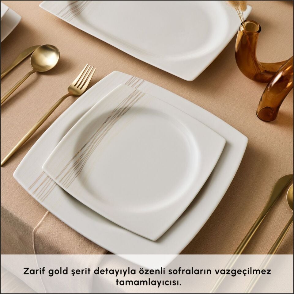 KARACA SQUARE BONE X5 60 PRÇ YEMEK TAKIMI GOLD