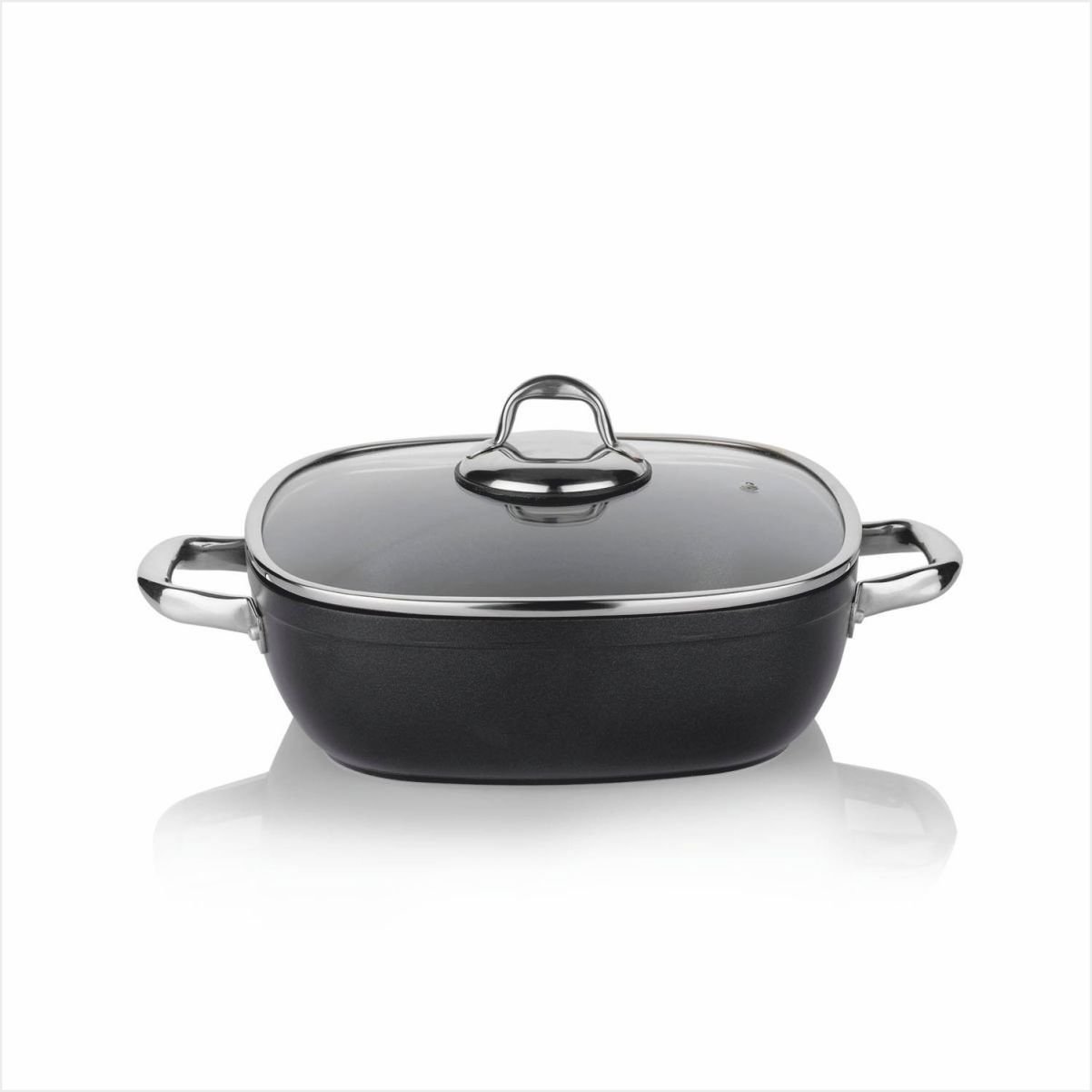 Schafer Gastronomie Master Seramik Basık Tencere 24Cm-Siyah/Gri