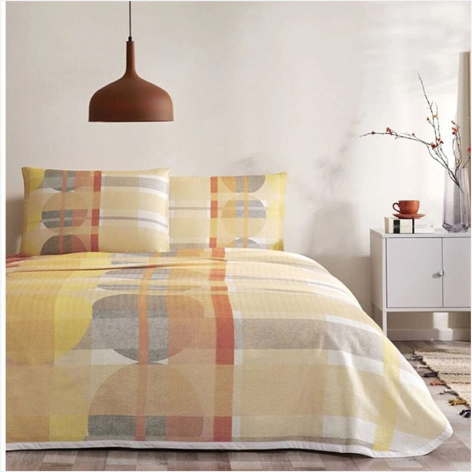 Taç Baskılı Vega Tek Kişilik Pike Takımı Turuncu