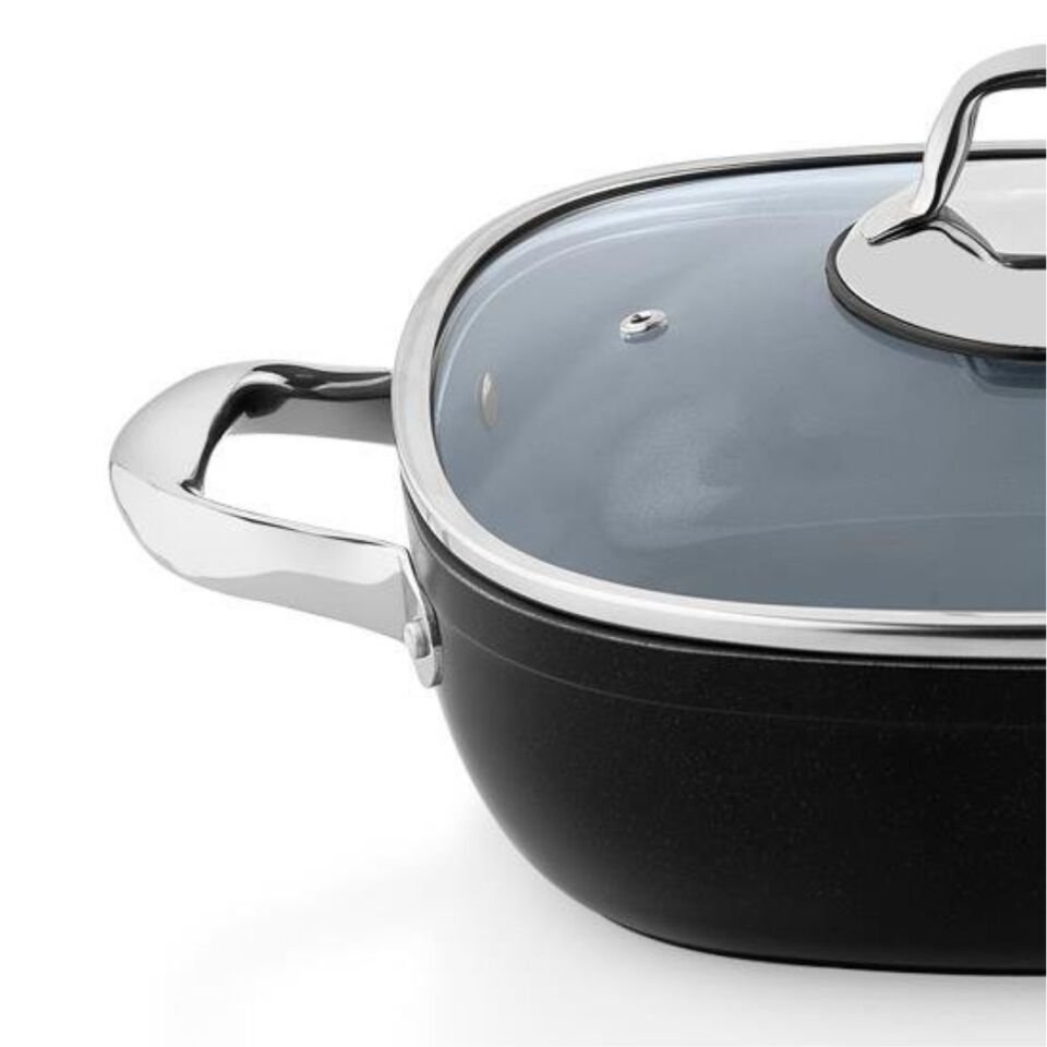 Schafer Gastronomie Master Seramik Basık Tencere 28Cm-Siyah/Gri