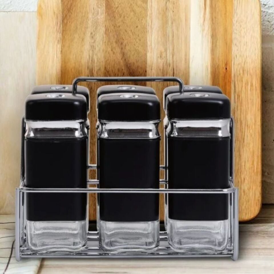 Şener P/Cam-401098 Paçi-Fiona 6Lı Dnr Std Siyah Gümüş Baharatlık