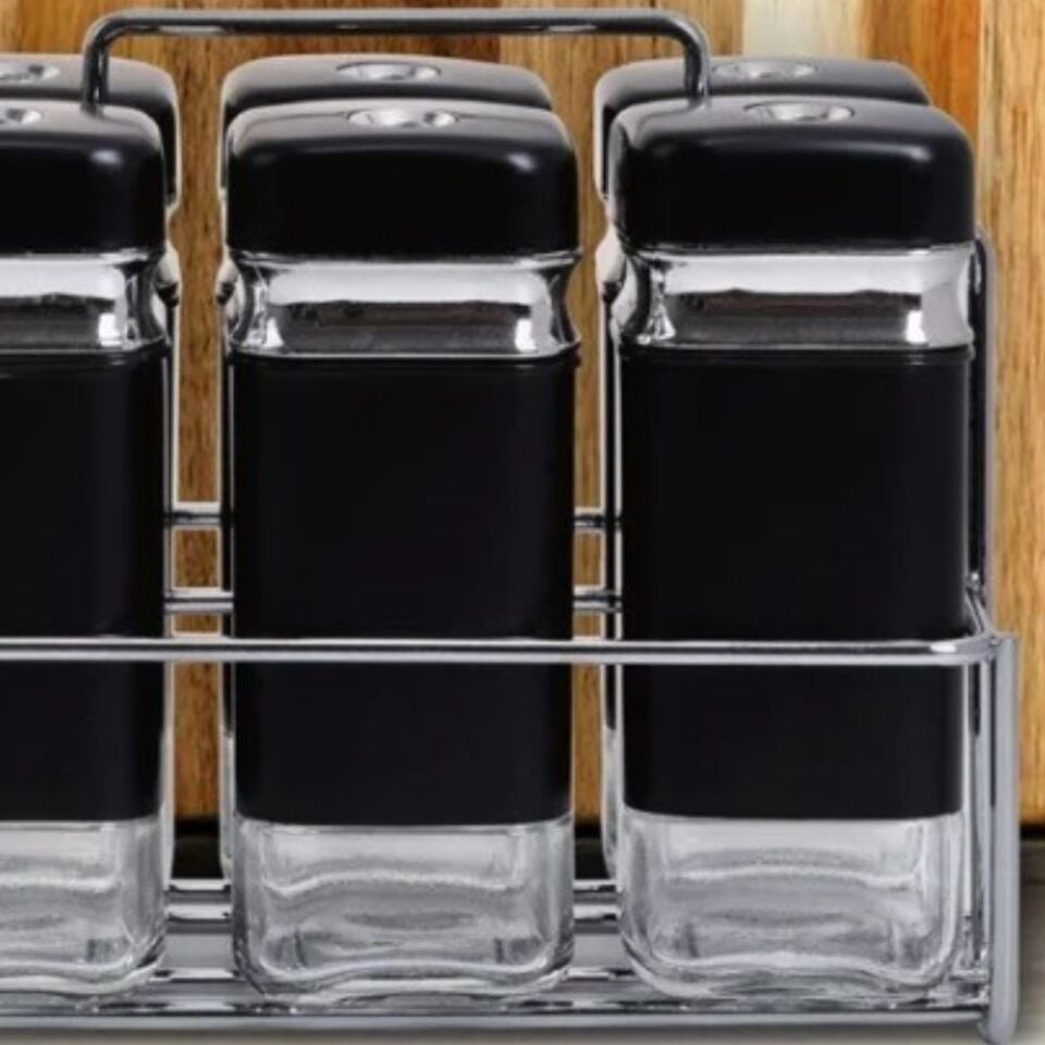 Şener P/Cam-401098 Paçi-Fiona 6Lı Dnr Std Siyah Gümüş Baharatlık