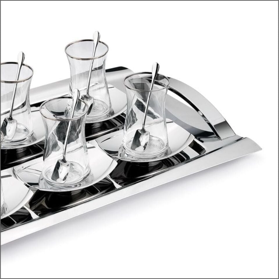 SCHAFER ALLURE ÇELİK ÇAY SETİ 19 PARÇA-GÜMÜŞ