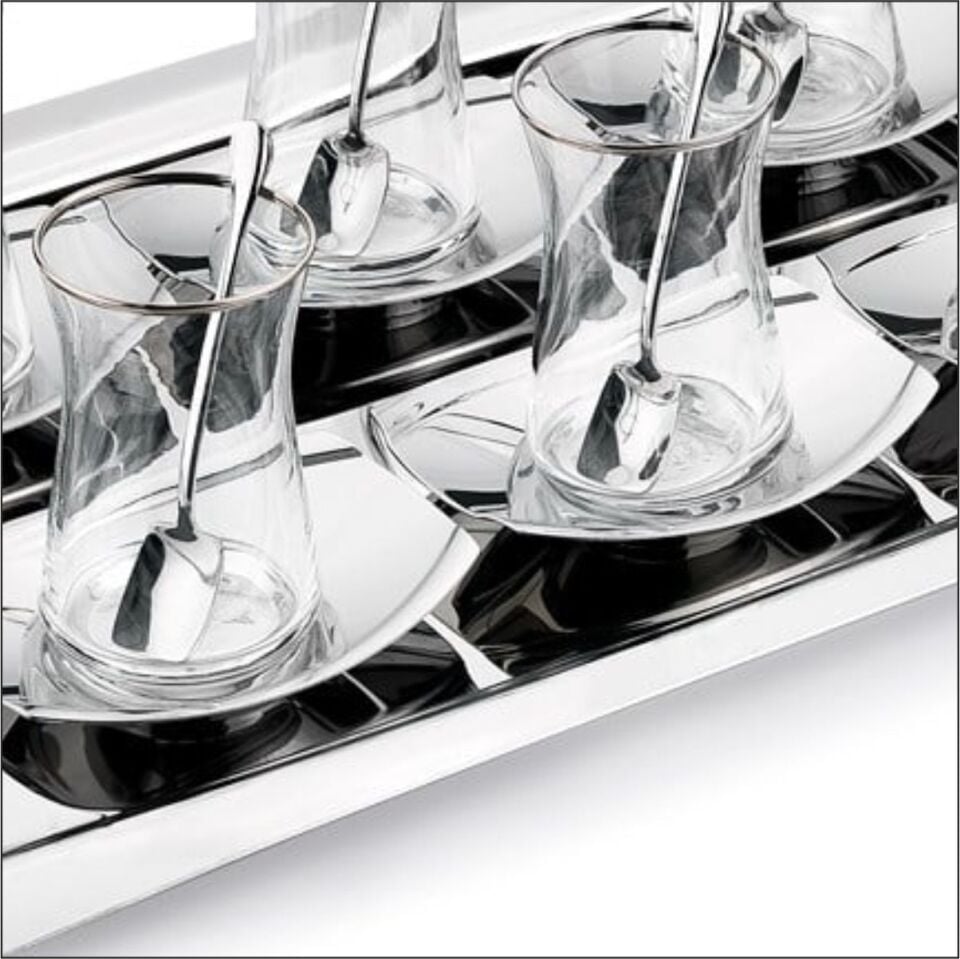 SCHAFER ALLURE ÇELİK ÇAY SETİ 19 PARÇA-GÜMÜŞ