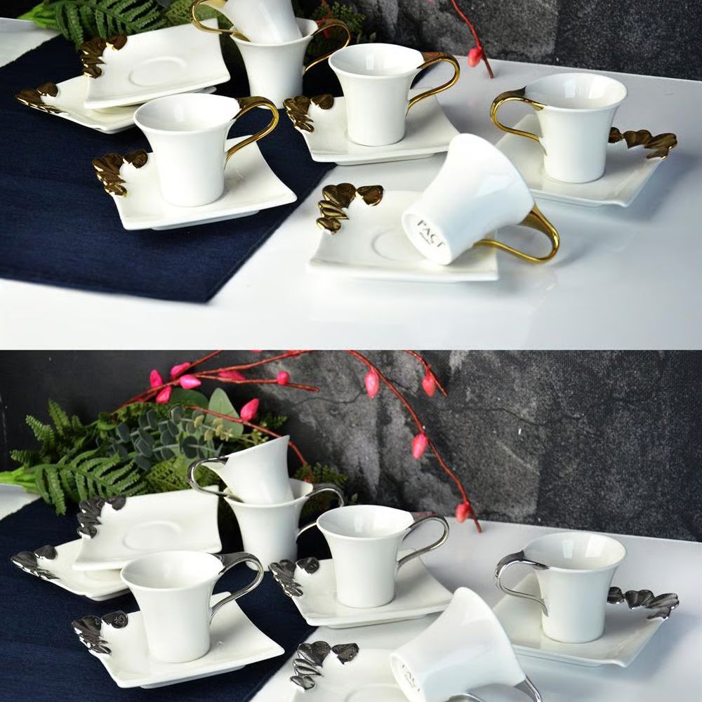 Şener Por-101749Paçi-Yaldızlı Figürlü 6Lı Kahve Fincanı