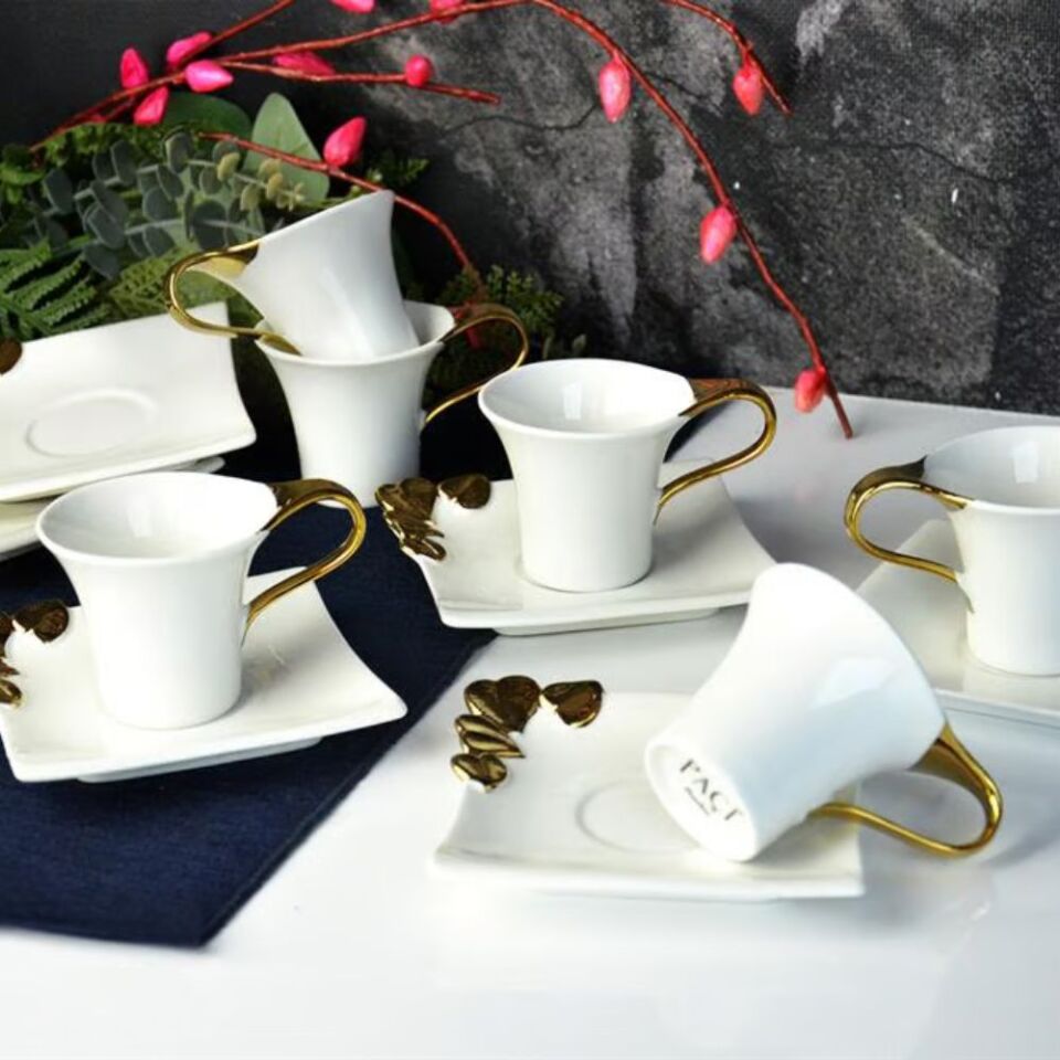 Şener Por-101749Paçi-Yaldızlı Figürlü 6Lı Kahve Fincanı