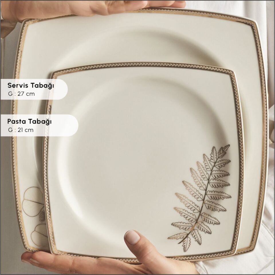 KARACA SQUARE BONE HAZEL 60 PARÇA 12 KİŞİLİK KARE YEMEK TAKIMI