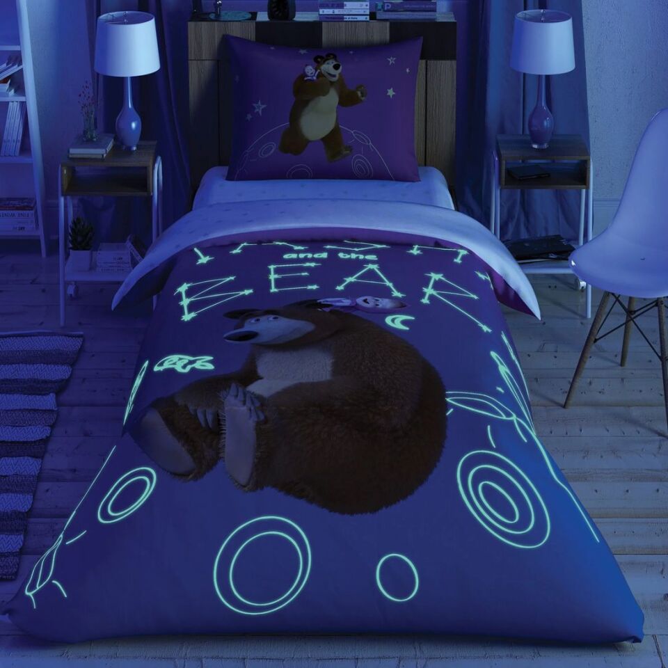 Taç Lisanslı Masha And The Bear Galaxy Tek Kişilik Nevresim Takımı