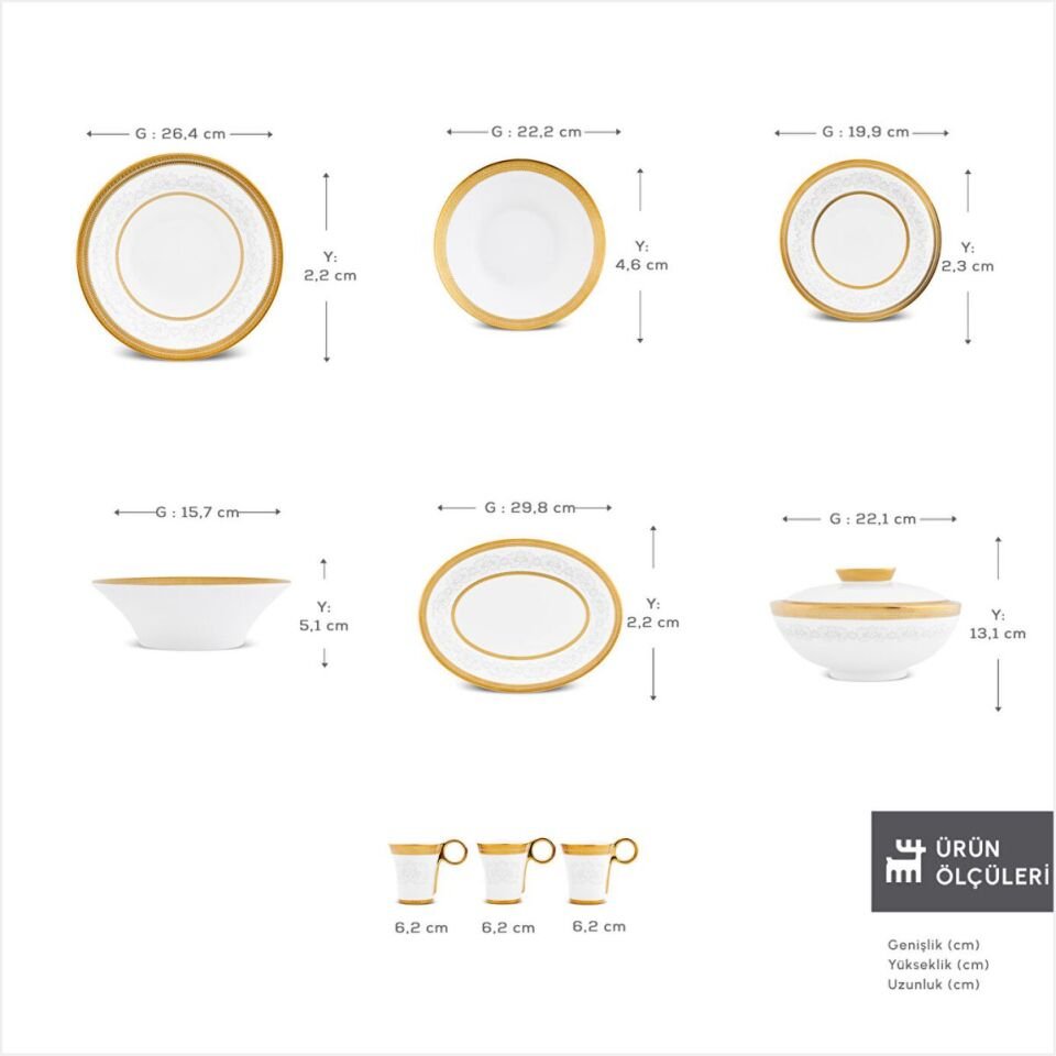 Karaca Royal Bone Charlotte Beyaz Gold