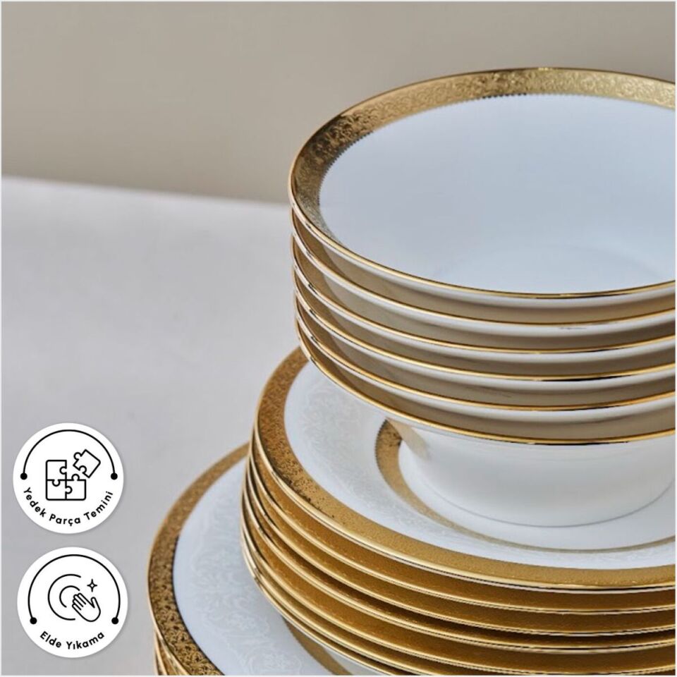 Karaca Royal Bone Charlotte Beyaz Gold