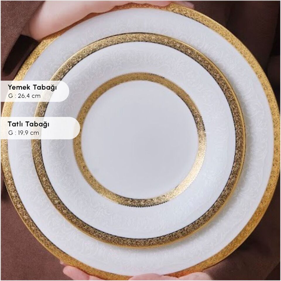 Karaca Royal Bone Charlotte Beyaz Gold