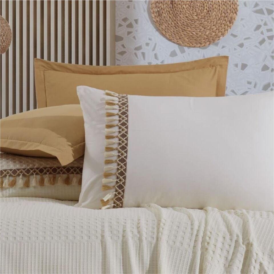 Aran Butik Pike Takımı Tek Kişilik  Bohamlıne / V5 - Ekru