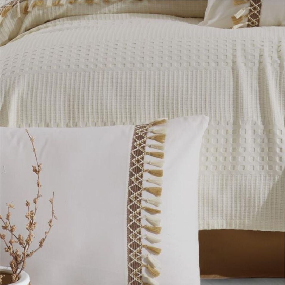 Aran Butik Pike Takımı Tek Kişilik  Bohamlıne / V5 - Ekru