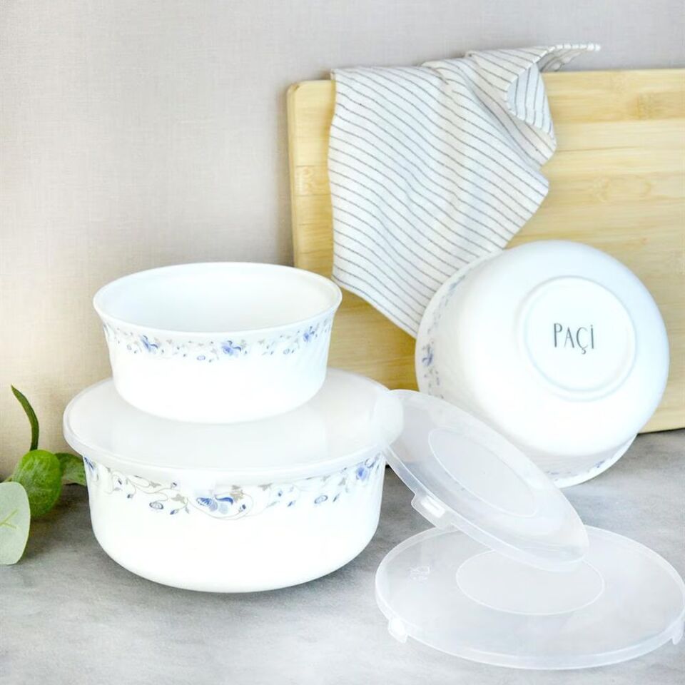 Şener Cam-401145 Paçi-Opal 3Lü Plastik Kapaklı Saklama