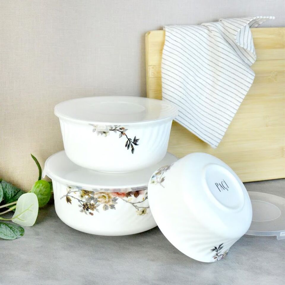 Şener Cam-401146 Paçi-Opal 3Lü Plastik Kapaklı Saklama