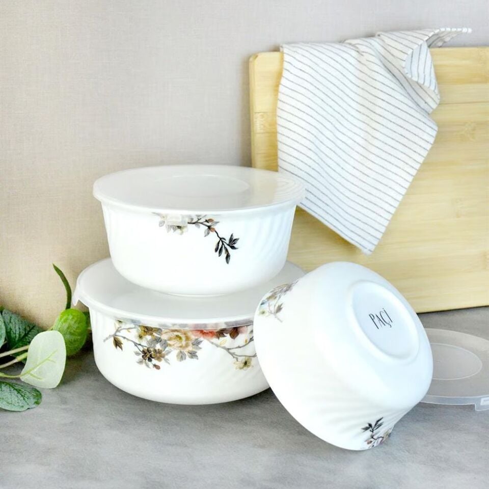 Şener Cam-401146 Paçi-Opal 3Lü Plastik Kapaklı Saklama