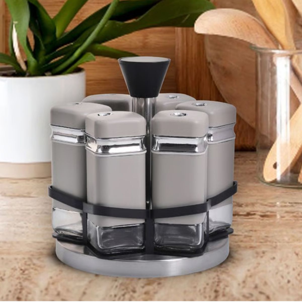 Şener Cam-401101 Paçi-Fiona 6Lı Dnr Std Bej Gümüş Baharatlık