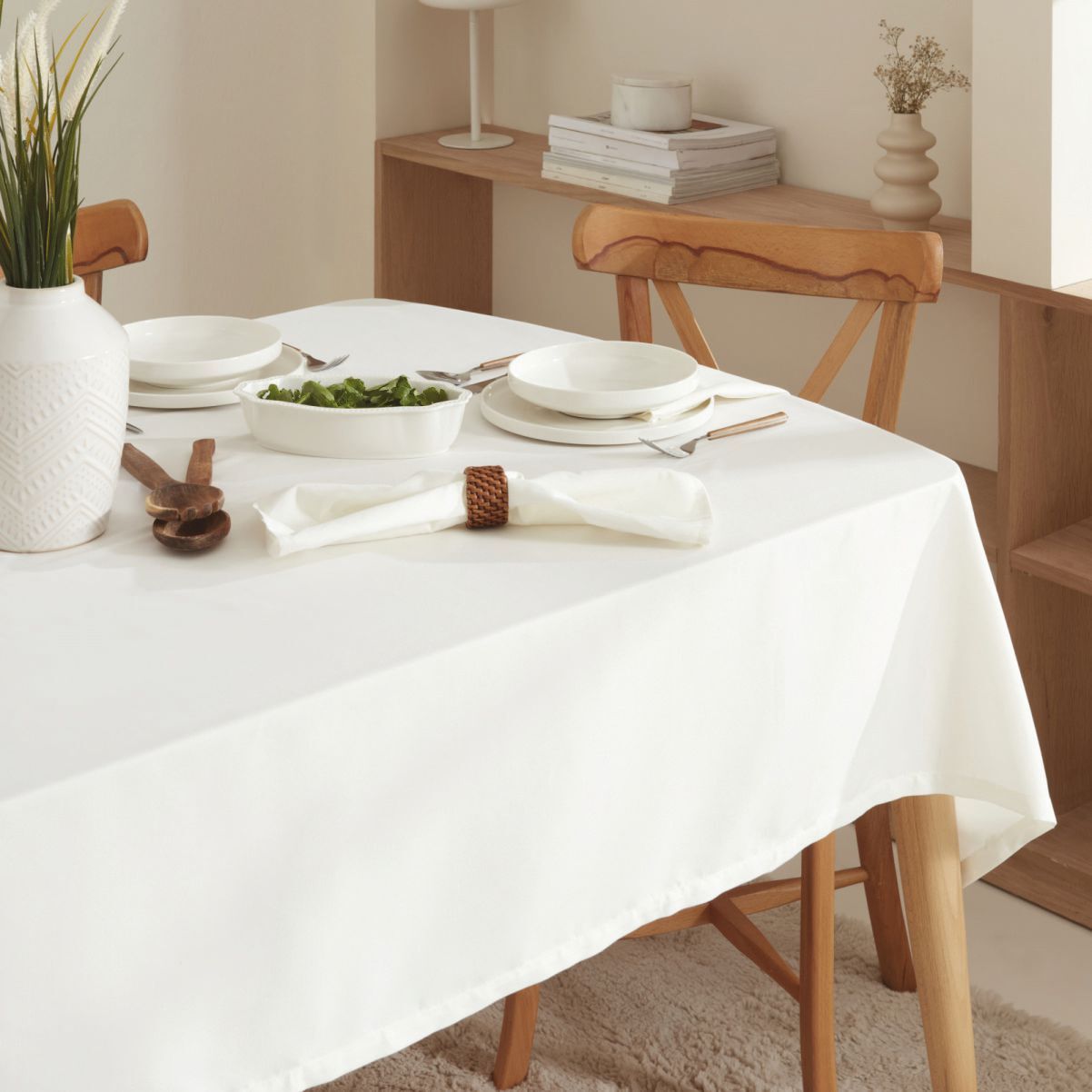 Karaca Carolıne Dertsiz Masa Örtüsü 140X2, Ekru