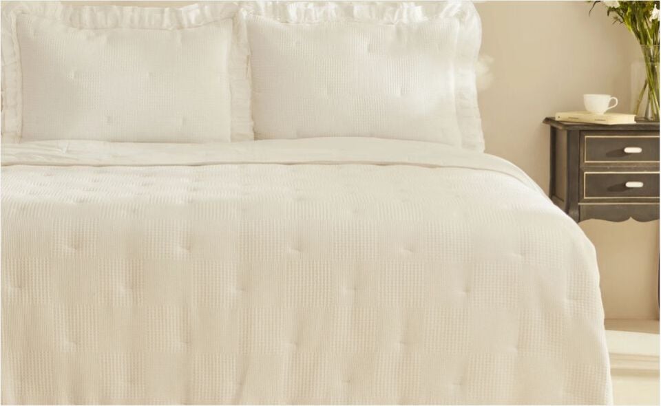 Karaca Home White Collection Perios %100 Pamuk Çİft Kişilik Spring Comfort/Uyku Seti Fırfırlı Beyaz