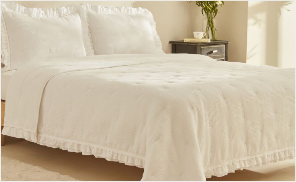 Karaca Home White Collection Perios %100 Pamuk Çİft Kişilik Spring Comfort/Uyku Seti Fırfırlı Beyaz