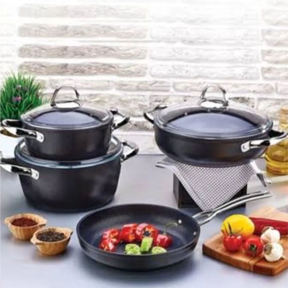 Safınox  7 Parça Tıtanıum Teflon Set İnd.Tab.Perçin Kulplu