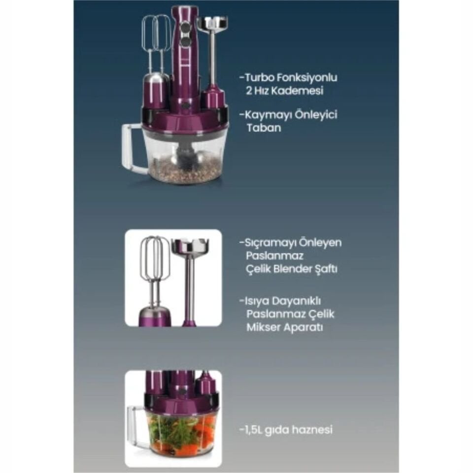 Goldmaster Elena Max GM7239K Kırmızı Multi Blender Set Mutfak Robotu