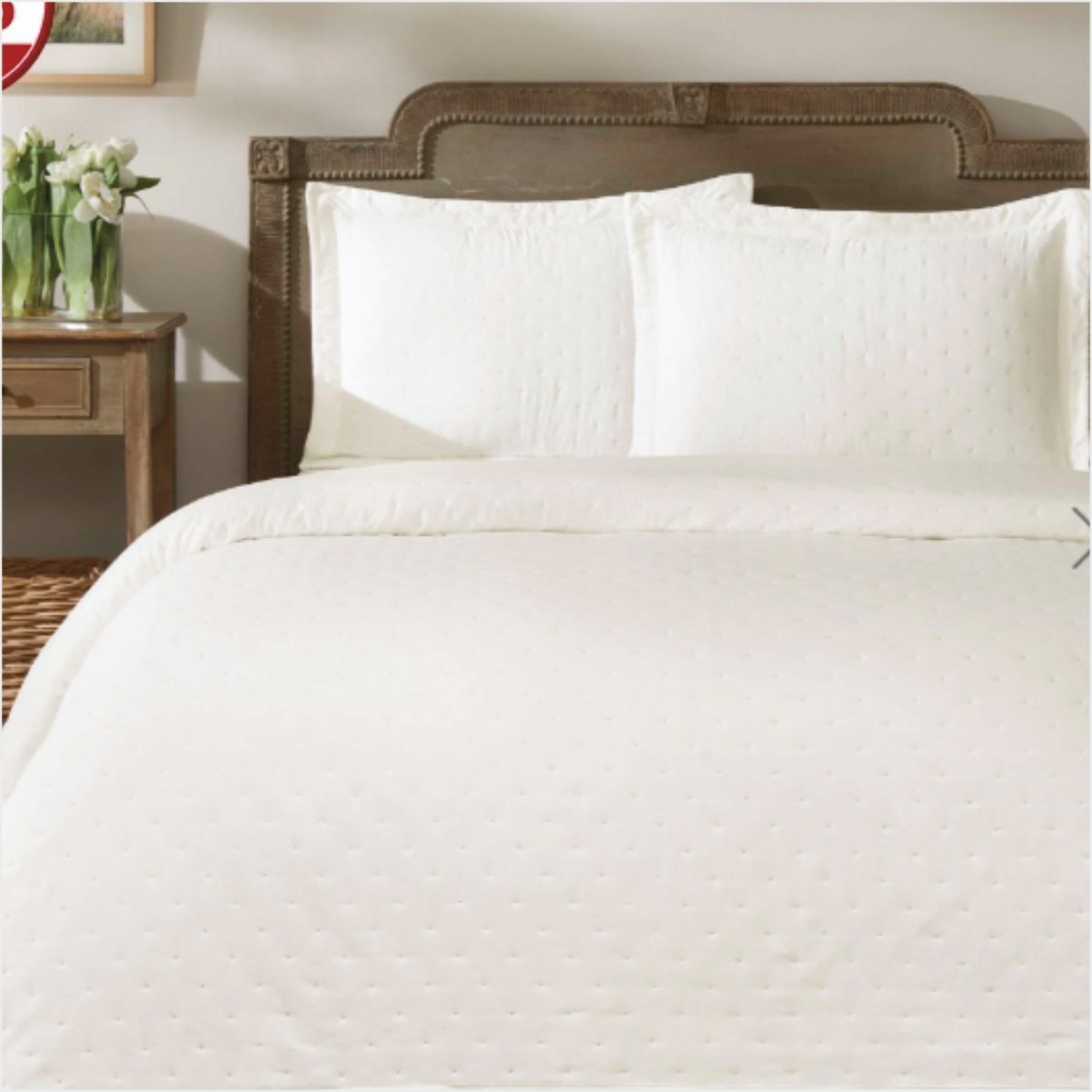 Taç Rita Çift Kişilik Yatak Örtüsü Takımı Ekru