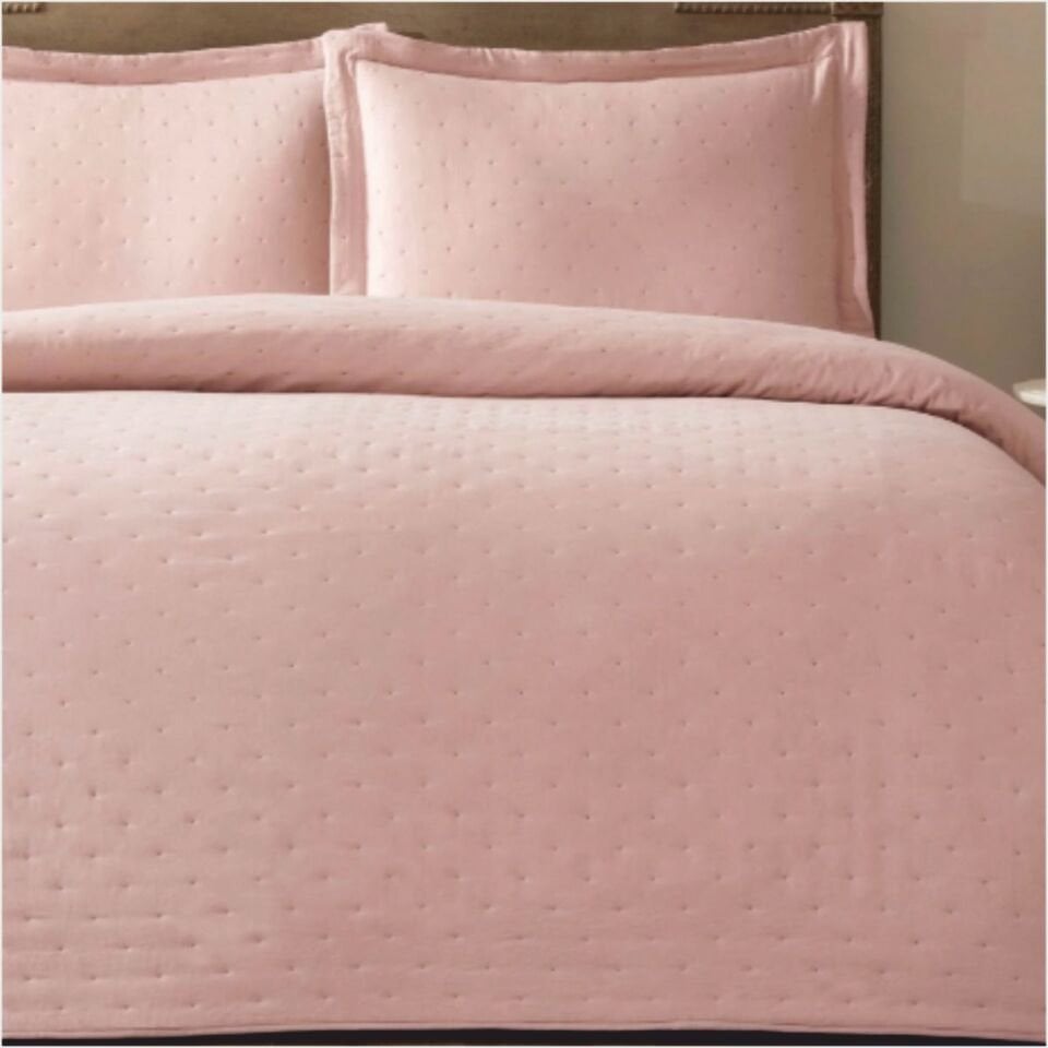 Taç Rıta Yatak Örtüsü Çift Kişilik Pudra