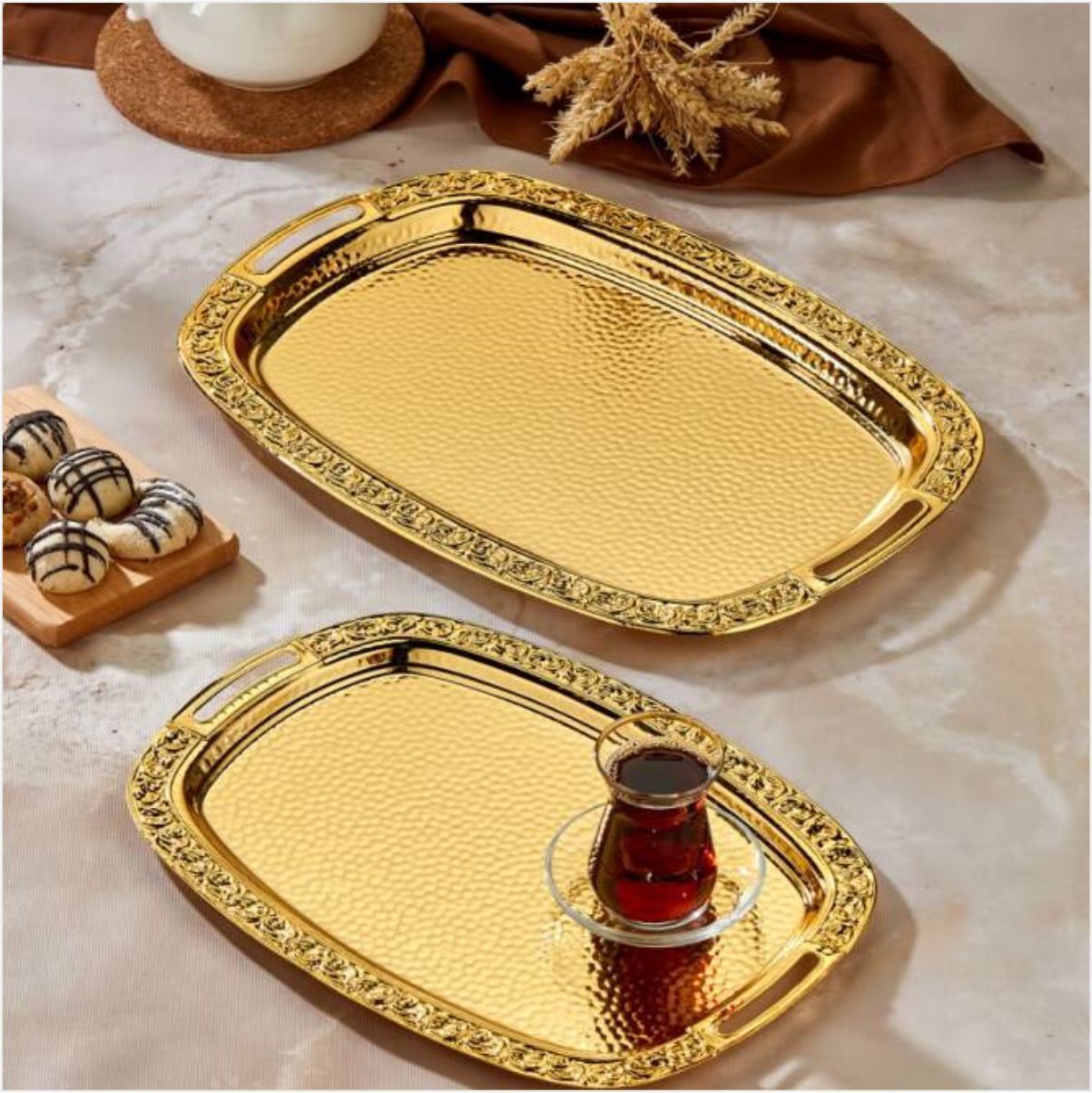 COOKER CKR3567  2Lİ ÇİÇEK DESEN TEPSİ