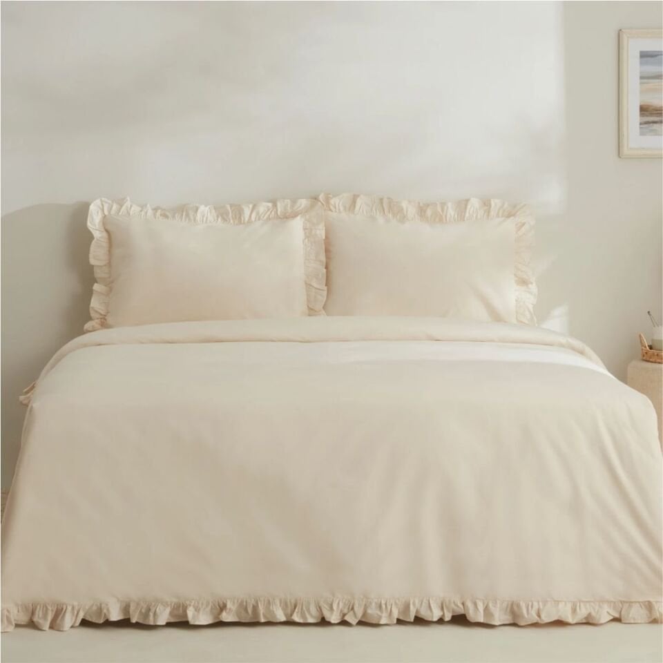 Karaca Home Pure Rufle Pike Takımı Tek Kişilik Açık Bej